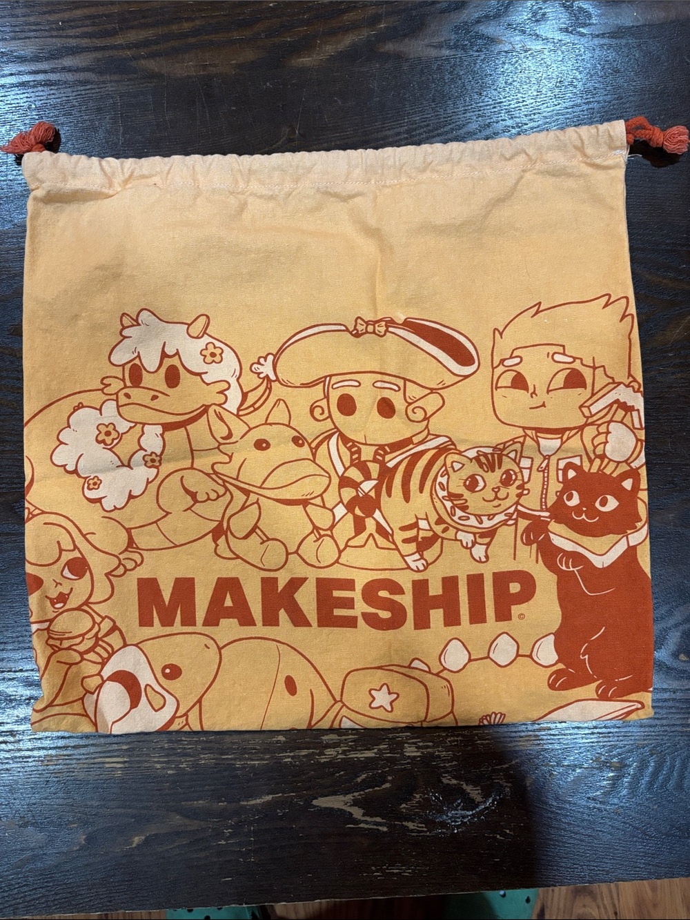 Orange Cartoon Drawstring Travel Pouch